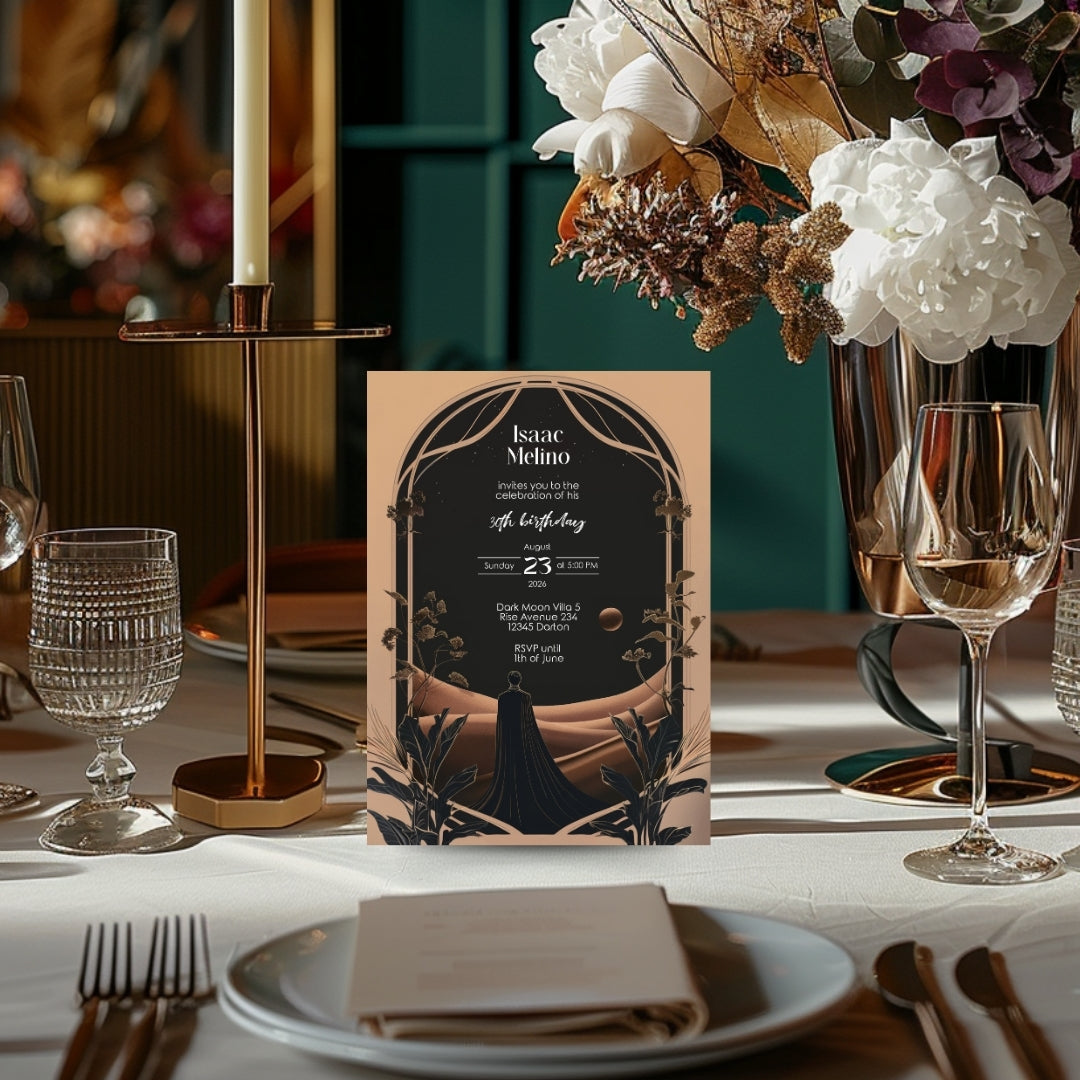Dark Dune Desert Emperor Birthday Invitation