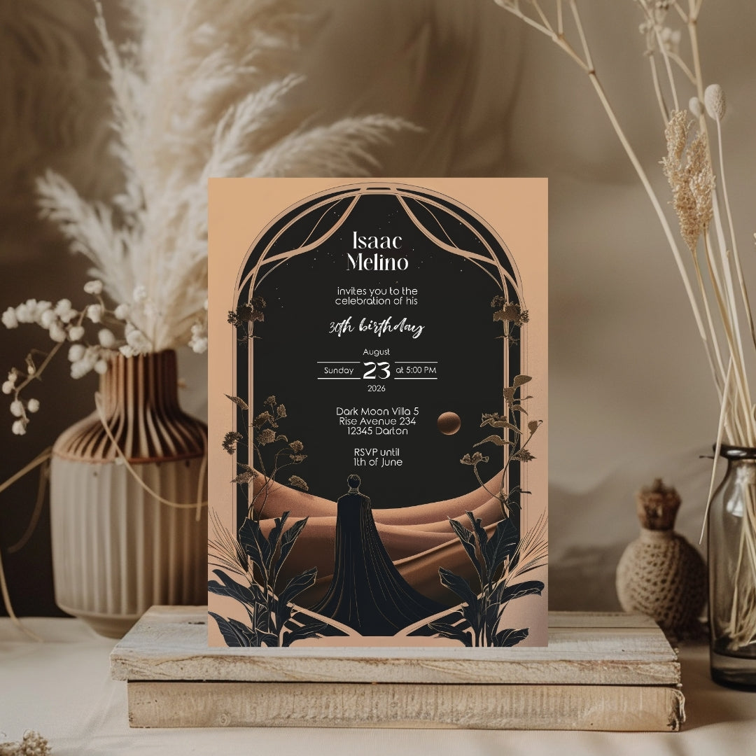 Dark Dune Desert Emperor Birthday Invitation