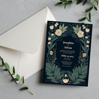 Enchanted Vintage Floral Garden Wedding Invitation