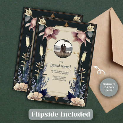 Vintage Royal Floral Frame Elegance Wedding Invitation