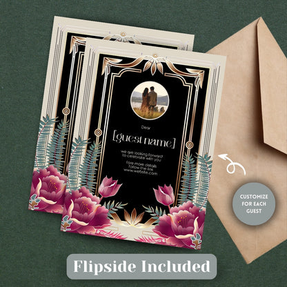 Floral Bouquet Art Deco Wedding Invitation