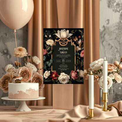 Elegant Vintage Dark Baroque Wedding Invitation