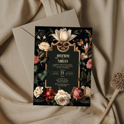 Elegant Vintage Dark Baroque Wedding Invitation