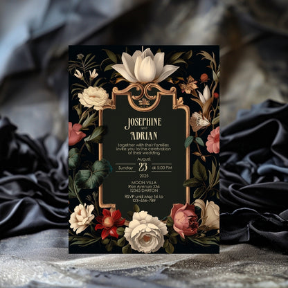 Elegant Vintage Dark Baroque Wedding Invitation