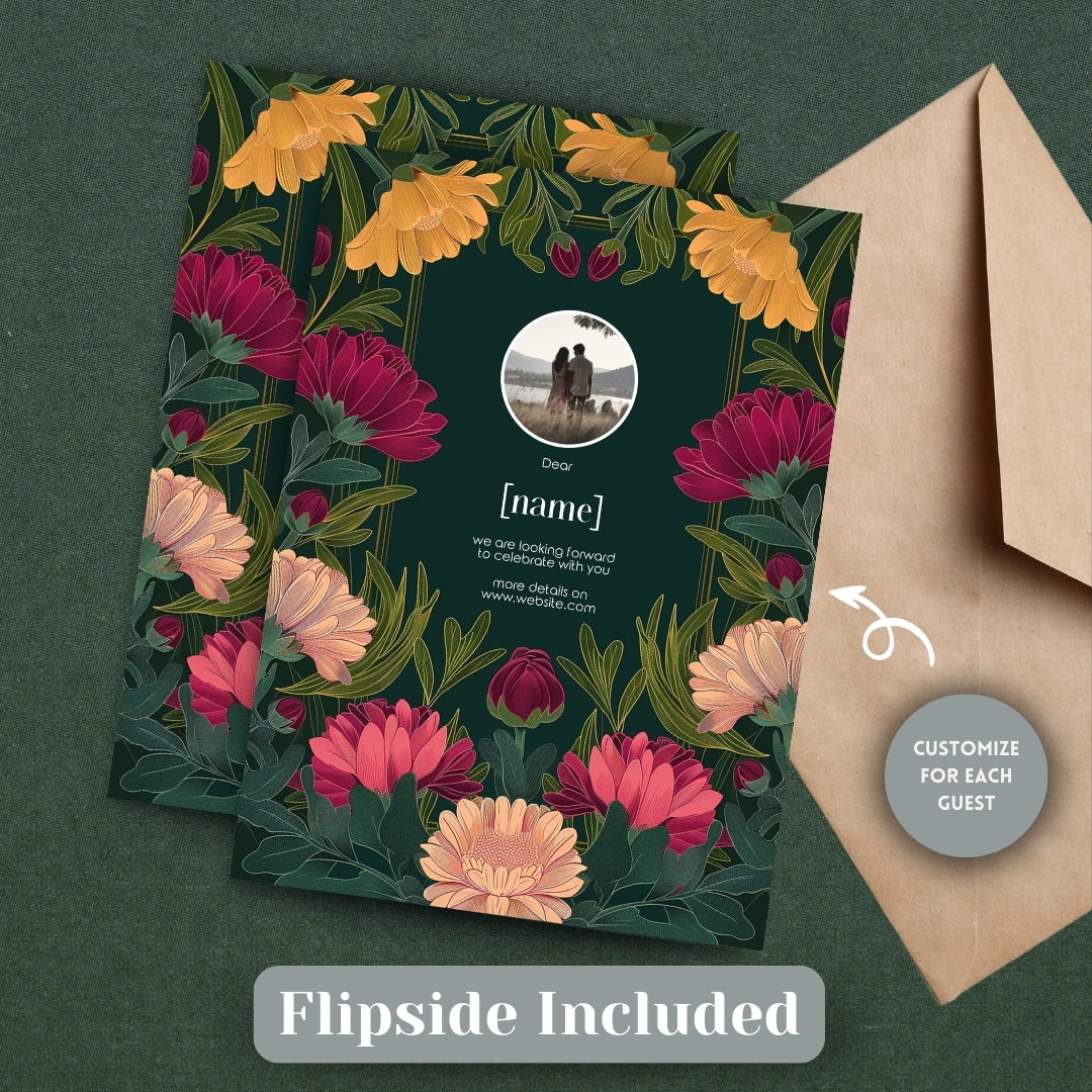 Vivid Flower Vintage Garden Wedding Invitation