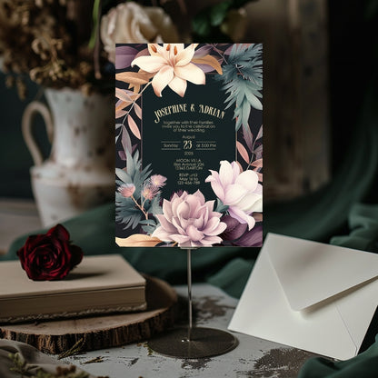 Pink Colorful Floral Wedding Invitation