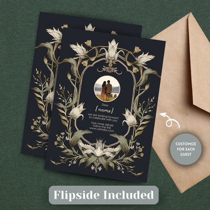 Mystical Vintage Gothic Florals Wedding Invitation