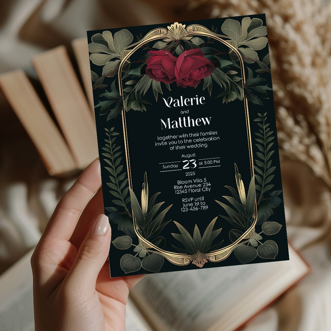 Rose Vintage Garden Arch Wedding Invitation