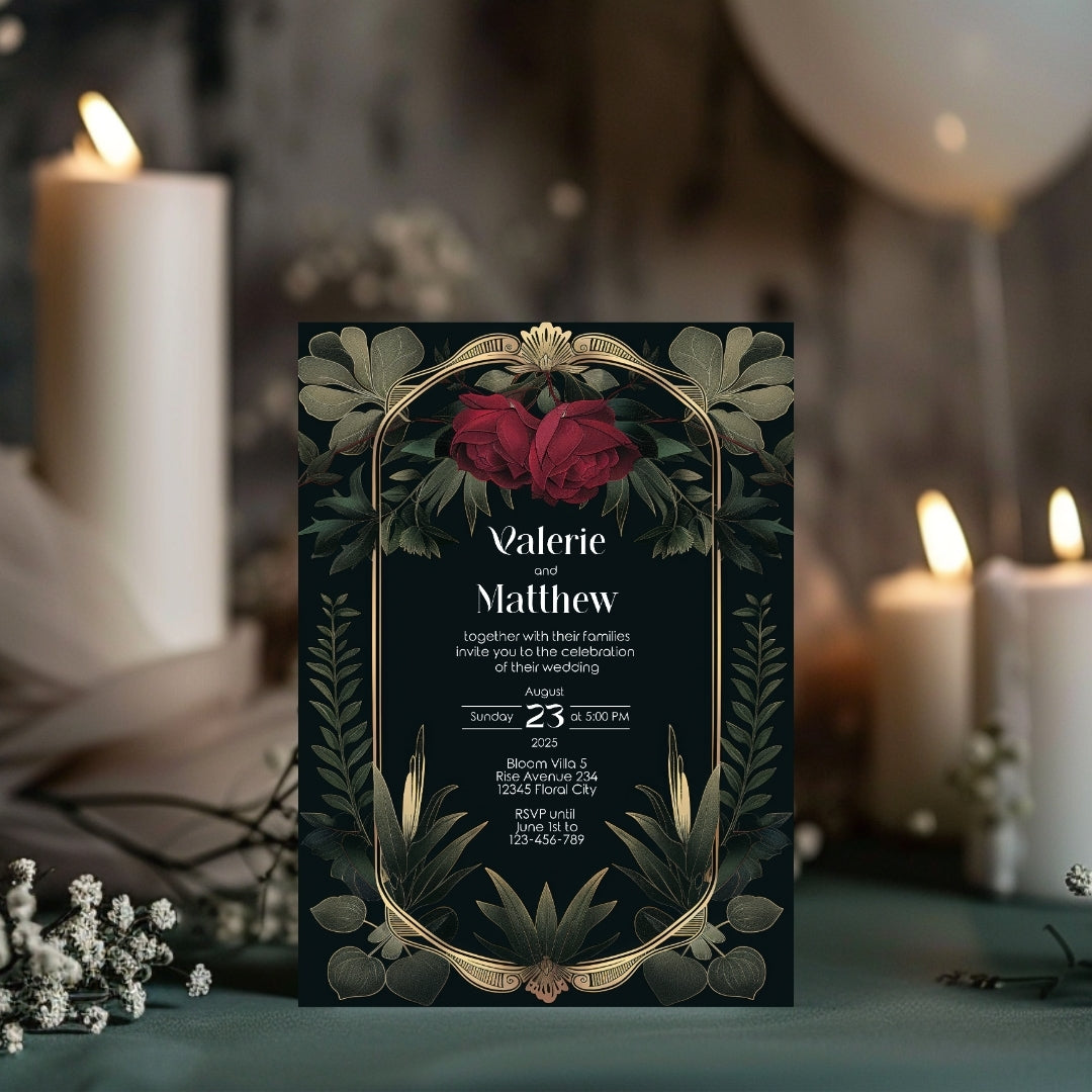 Rose Vintage Garden Arch Wedding Invitation