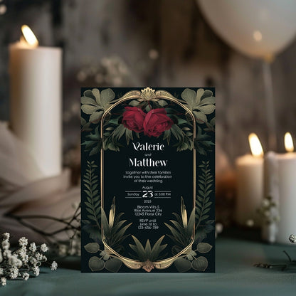 Rose Vintage Garden Arch Wedding Invitation