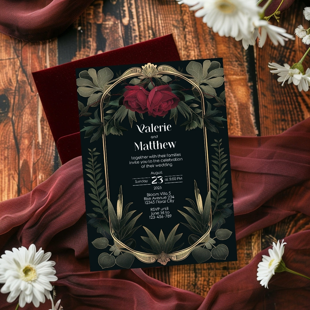 Rose Vintage Garden Arch Wedding Invitation