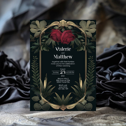 Rose Vintage Garden Arch Wedding Invitation