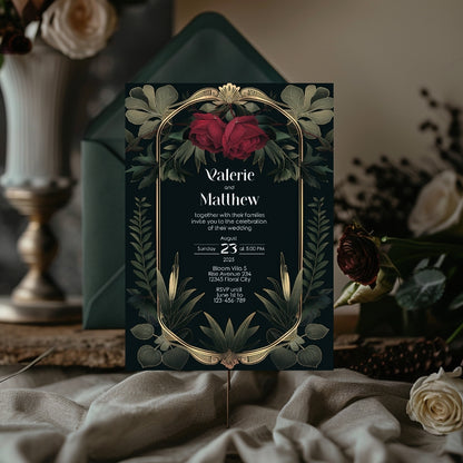 Rose Vintage Garden Arch Wedding Invitation
