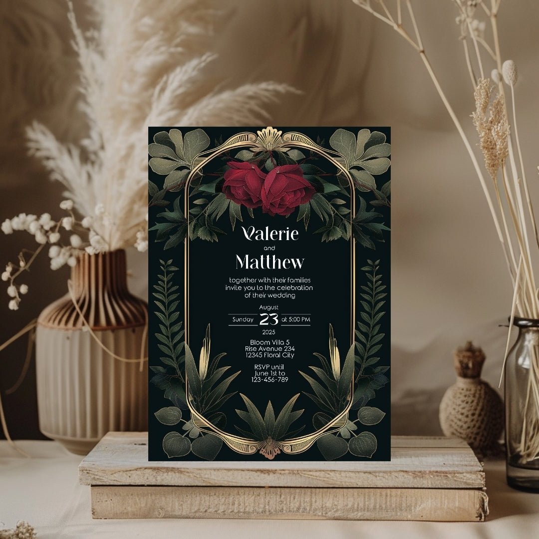 Rose Vintage Garden Arch Wedding Invitation