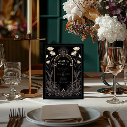 Grey Celestial Gothic Garden Wedding Invitation