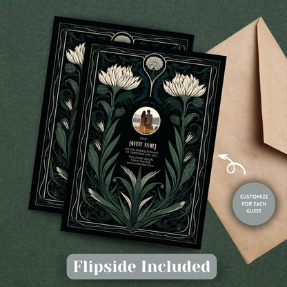 Green Mystical Floral GothicWedding  Invitation