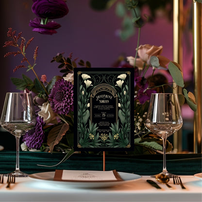 Green Gothic Garden Wedding Invitation