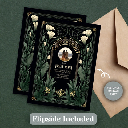 Green Gothic Garden Wedding Invitation