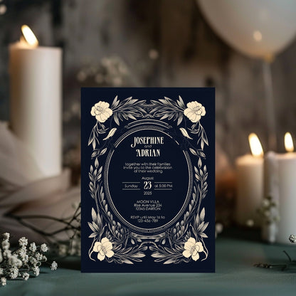 Floral Gothic Frame Wedding Invitation