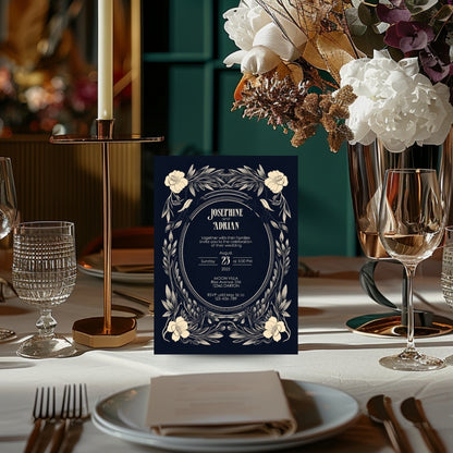 Floral Gothic Frame Wedding Invitation