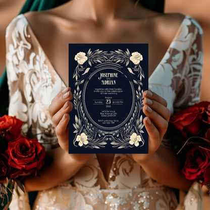 Floral Gothic Frame Wedding Invitation