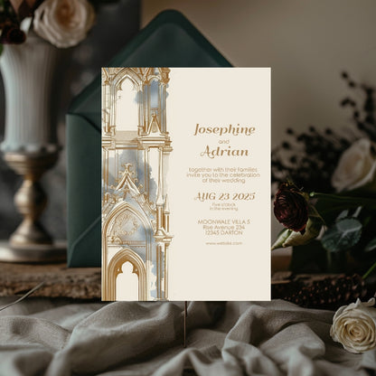 Romantic Gothic Church Ruin Wedding Invitation