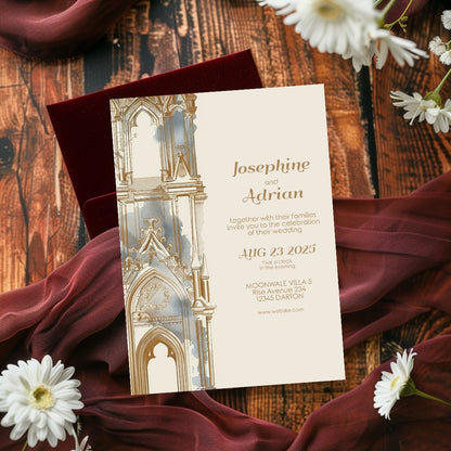 Romantic Gothic Church Ruin Wedding Invitation