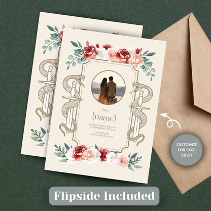 Serpent Sword and Rose Garden Wedding Invitation